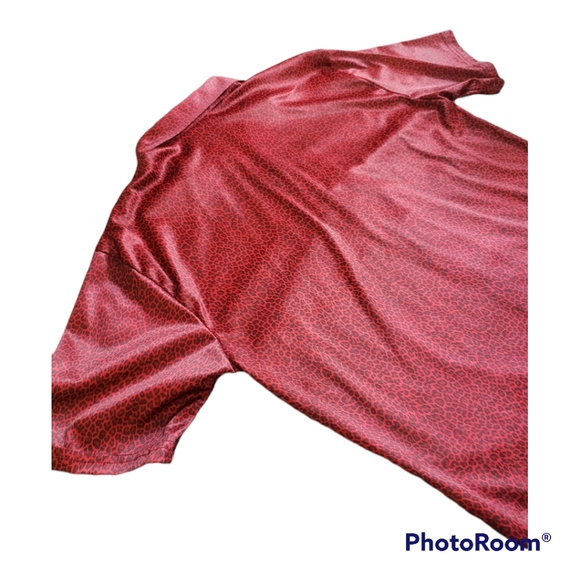 Retro Y2K Pop Icon Red Leopard Print Button Down Shirt Size Large - Picture 8 of 10